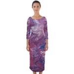 Violet feathers Quarter Sleeve Midi Bodycon Dress