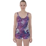 Violet feathers Tie Front Two Piece Tankini