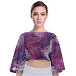 Violet feathers Tie Back Butterfly Sleeve Chiffon Top