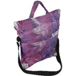 Violet feathers Fold Over Handle Tote Bag