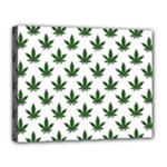 Weed at white, ganja leafs pattern, 420 hemp regular theme Canvas 14  x 11  (Stretched)