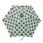 Weed at white, ganja leafs pattern, 420 hemp regular theme Mini Folding Umbrellas