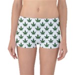 Weed at white, ganja leafs pattern, 420 hemp regular theme Boyleg Bikini Bottoms