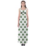 Weed at white, ganja leafs pattern, 420 hemp regular theme Empire Waist Maxi Dress