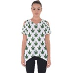 Weed at white, ganja leafs pattern, 420 hemp regular theme Cut Out Side Drop Tee