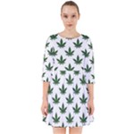 Weed at white, ganja leafs pattern, 420 hemp regular theme Smock Dress