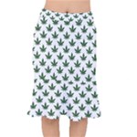 Weed at white, ganja leafs pattern, 420 hemp regular theme Short Mermaid Skirt