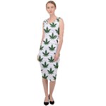 Weed at white, ganja leafs pattern, 420 hemp regular theme Sleeveless Pencil Dress