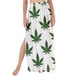 Weed at white, ganja leafs pattern, 420 hemp regular theme Maxi Chiffon Tie-Up Sarong