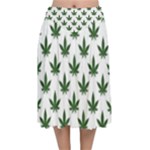 Weed at white, ganja leafs pattern, 420 hemp regular theme Velvet Flared Midi Skirt