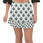 Weed at white, ganja leafs pattern, 420 hemp regular theme Fishtail Mini Chiffon Skirt