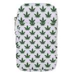 Weed at white, ganja leafs pattern, 420 hemp regular theme Waist Pouch (Large)