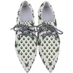 Weed at white, ganja leafs pattern, 420 hemp regular theme Pointed Oxford Shoes