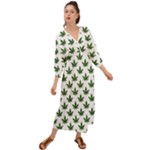 Weed at white, ganja leafs pattern, 420 hemp regular theme Grecian Style  Maxi Dress