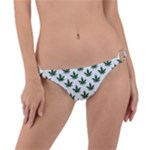 Weed at white, ganja leafs pattern, 420 hemp regular theme Ring Detail Bikini Bottom