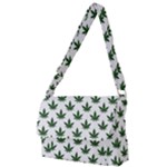 Weed at white, ganja leafs pattern, 420 hemp regular theme Full Print Messenger Bag (L)