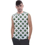 Weed at white, ganja leafs pattern, 420 hemp regular theme Men s Regular Tank Top