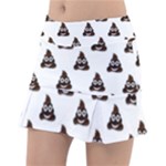 Happy poo pattern, funny emoji, emoticon theme, vector Classic Tennis Skirt