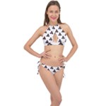 Happy poo pattern, funny emoji, emoticon theme, vector Cross Front Halter Bikini Set