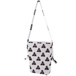 Happy poo pattern, funny emoji, emoticon theme, vector Folding Shoulder Bag