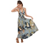 Famous heroes of the kabuki stage played by frogs  Backless Maxi Beach Dress
