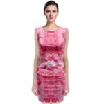 Pink Marbling Ornate Sleeveless Velvet Midi Dress