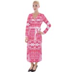 Pink Marbling Ornate Velvet Maxi Wrap Dress