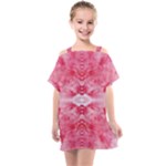 Pink Marbling Ornate Kids  One Piece Chiffon Dress