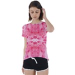 Pink Marbling Ornate Short Sleeve Foldover Tee