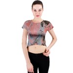 Pink Arabesque Crew Neck Crop Top