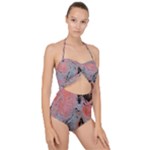 Pink Arabesque Scallop Top Cut Out Swimsuit