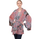 Pink Arabesque Long Sleeve Velvet Kimono 