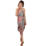 Pink Arabesque Waist Tie Cover Up Chiffon Dress