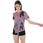 Pink Arabesque Asymmetrical Short Sleeve Sports Tee