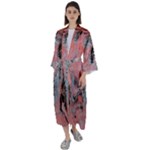 Pink Arabesque Maxi Satin Kimono