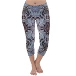 Turquoise Black Arabesque Repeats Capri Winter Leggings 