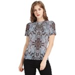 Turquoise Black Arabesque Repeats Women s Short Sleeve Rash Guard