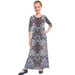 Turquoise Black Arabesque Repeats Kids  Quarter Sleeve Maxi Dress
