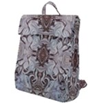 Turquoise Black Arabesque Repeats Flap Top Backpack
