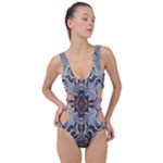 Turquoise Black Arabesque Repeats Side Cut Out Swimsuit