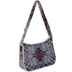 Turquoise Black Arabesque Repeats Zip Up Shoulder Bag