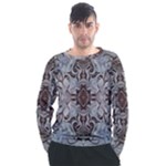 Turquoise Black Arabesque Repeats Men s Long Sleeve Raglan Tee