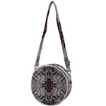 Turquoise Black Arabesque Repeats Crossbody Circle Bag