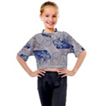 Moon stone patterns Kids Mock Neck Tee