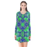 Frequencee Long Sleeve V-neck Flare Dress