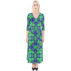 Quarter Sleeve Wrap Maxi Dress 