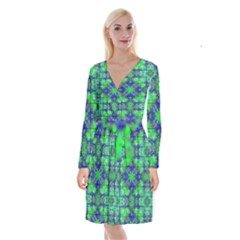 Long Sleeve Velvet Front Wrap Dress 