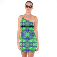 One Shoulder Ring Trim Bodycon Dress 