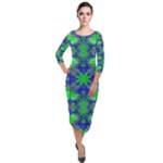 Frequencee Quarter Sleeve Midi Velour Bodycon Dress