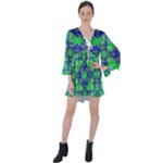 Frequencee V-Neck Flare Sleeve Mini Dress